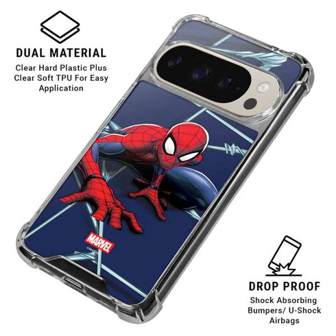 Marvel Spiderman Crawling Spiderman Google Pixel 9/9 Pro Clear Case